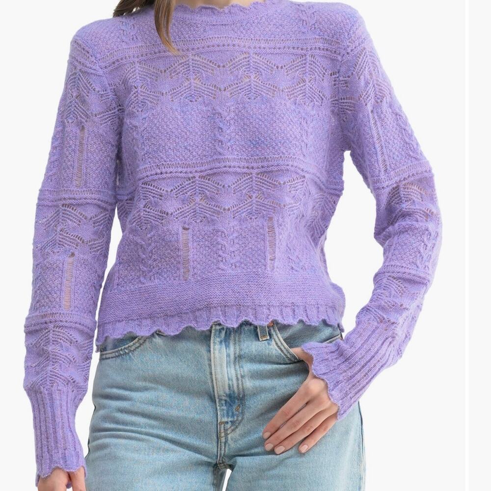 Lush Cable Stitch Lavender Crop Women’s Sweater Size Small New Retailed for $80